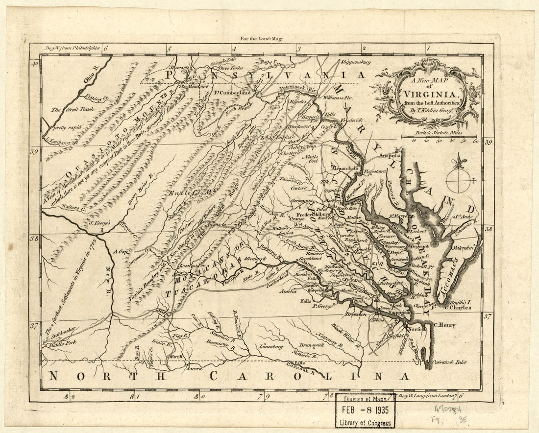 A new map of Virginia from the best authorities, 1761