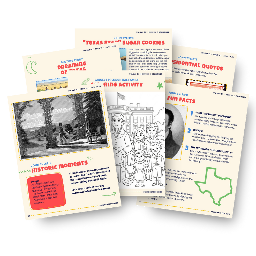 John Tyler Activity Book for Kids (Ages 5-10) | Presidents For Kids ...