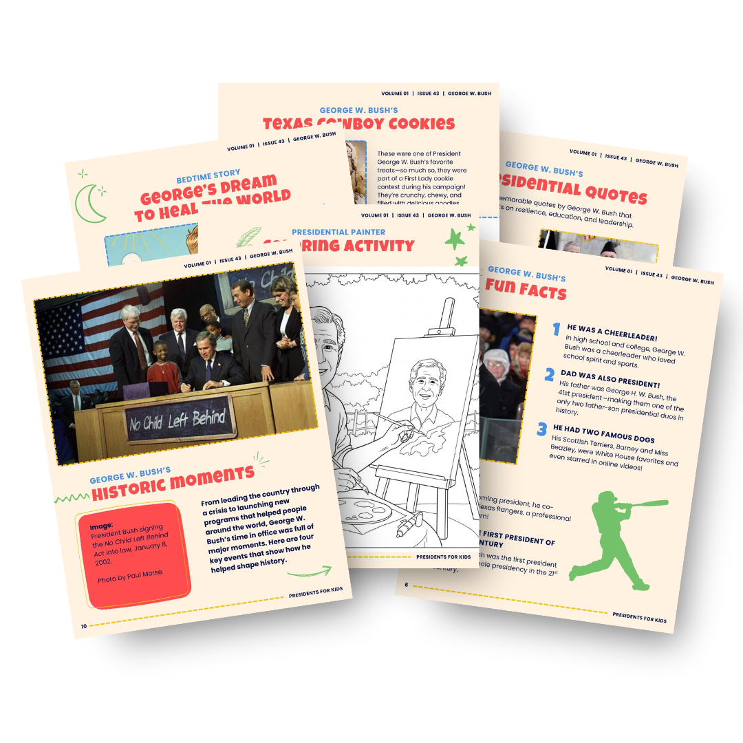 Random Task George Bush George W. Bush Activity Book for Kids (Ages 5-10) | Presidents For Kids ...