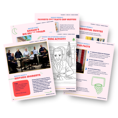 Obama Pamphlets Barack Obama Activity Book for Kids (Ages 5-10) | Presidents For Kids ...